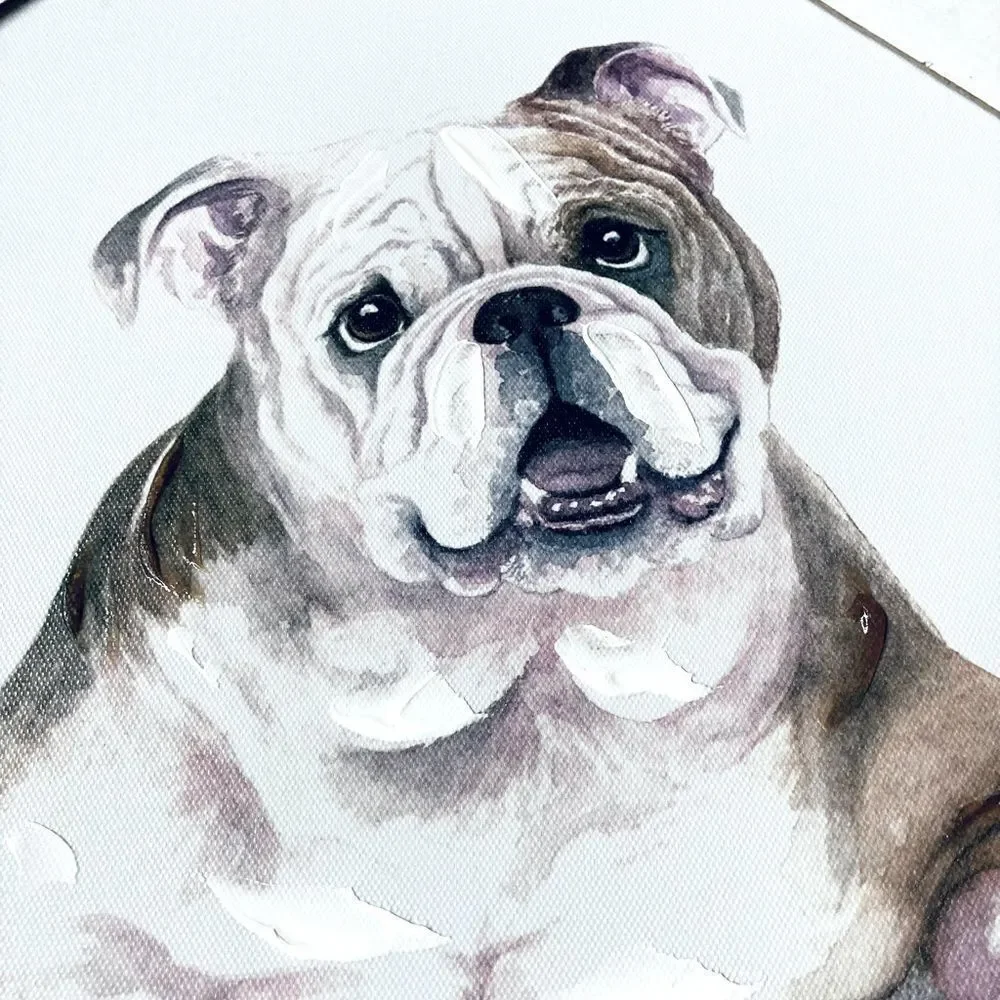 English Bulldog Canvas Painting Dog Portrait Wall Hanging